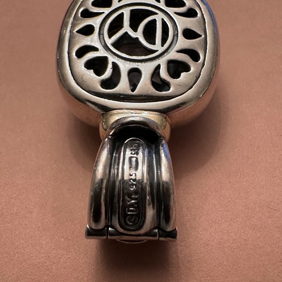 David Yurman Pendant Enhancer Blue Topaz Gold & Sterling Silver - Picture 4 of 5